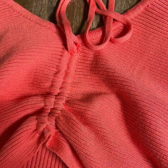 Coral knit Ribbed Bodycon Dress with peekaboo women’s Large NWT - Picture 3 of 8